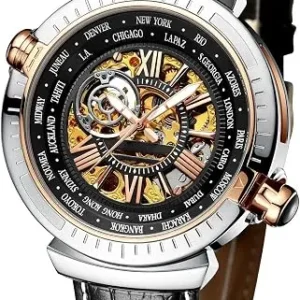 Black Openwork Watch with Leather Strap — view 2
