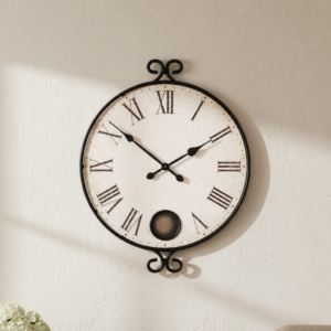 Wrought Iron Roman-Numeral Wall Clock — view 1